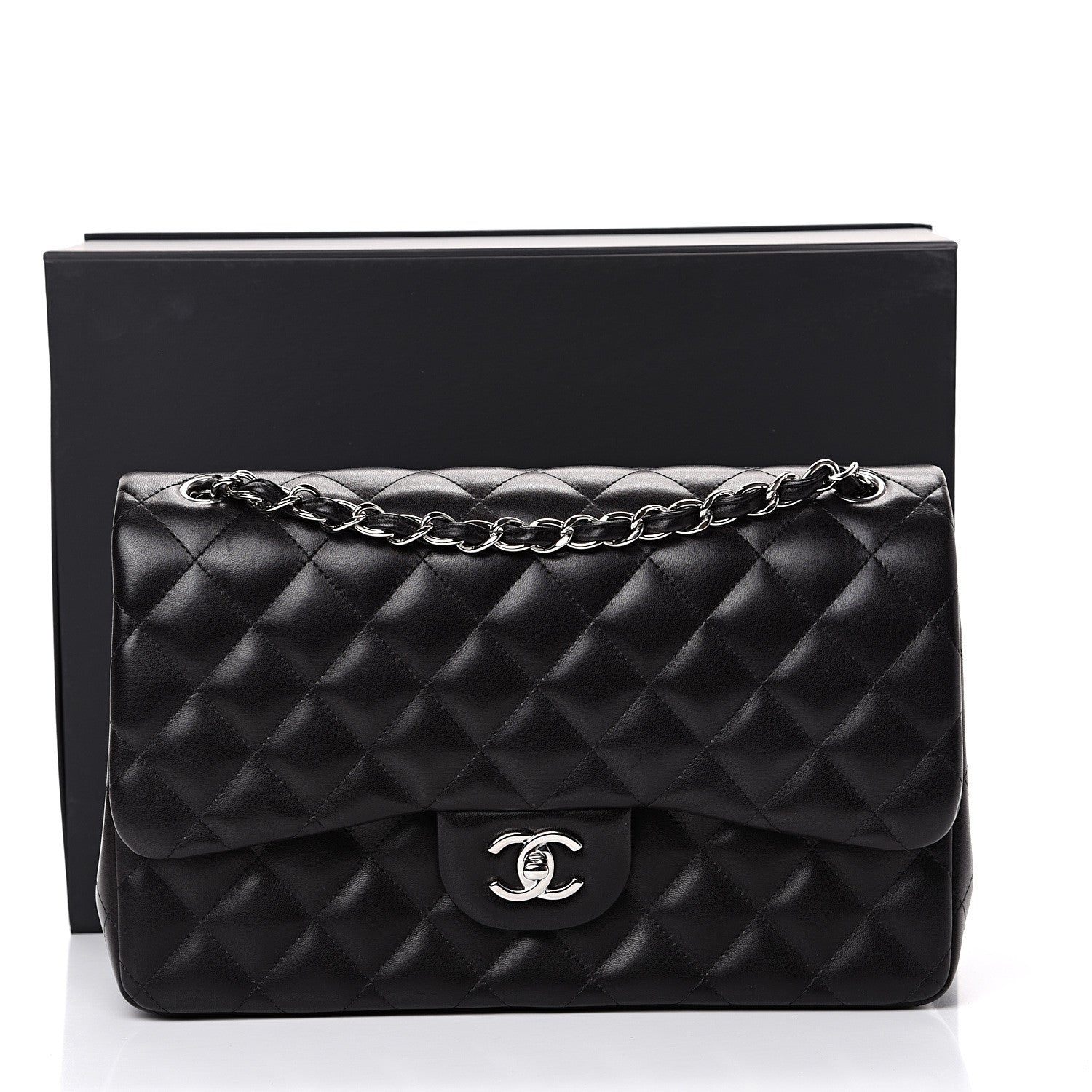 Chanel Lambskin Quilted Jumbo Double Flap Black 19 of 19
