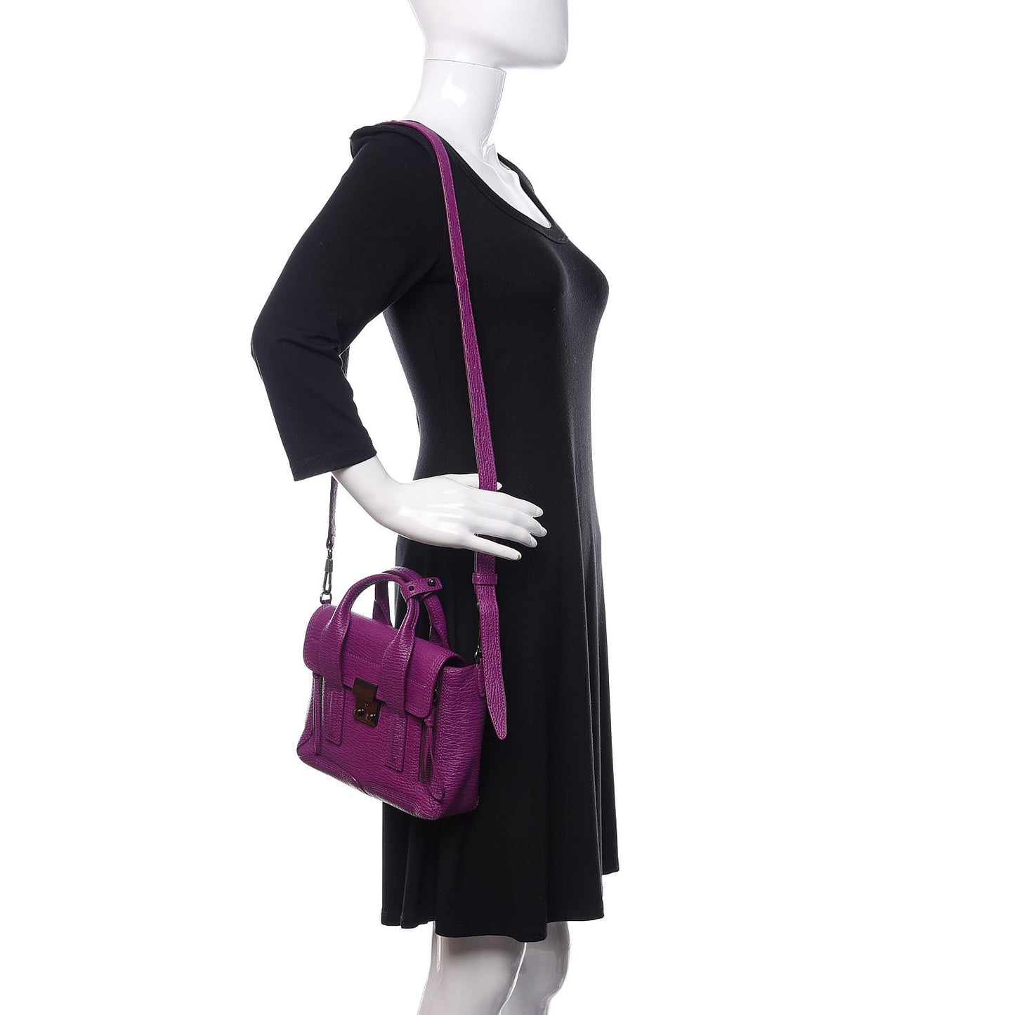 3.1 Textured Calfskin Mini Pashli Satchel Orchid