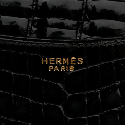 Hermes Shiny Crocodile Passport Holder Black 6 of 7