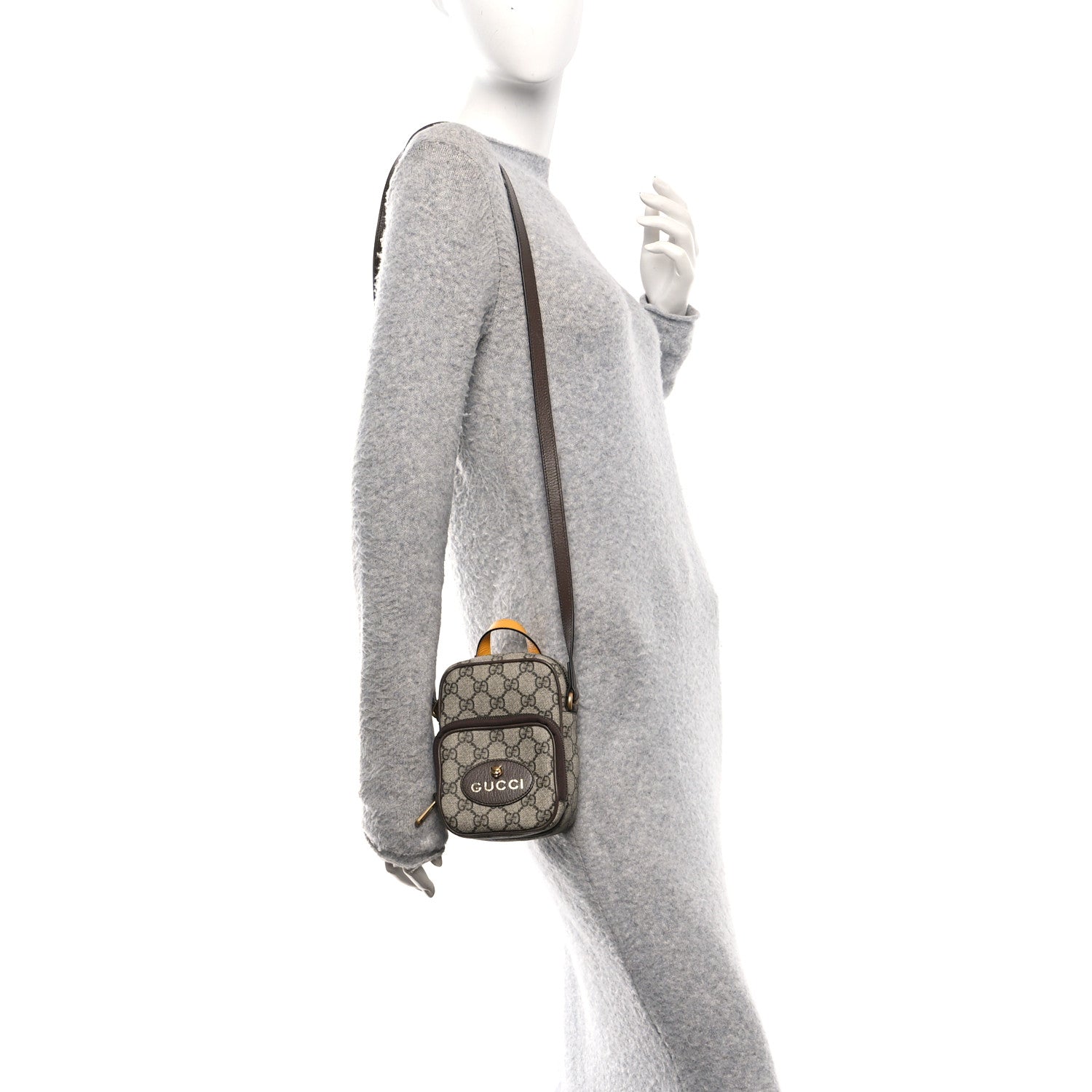 Gucci GG Supreme Monogram Mini Neo Vintage Double Zip Messenger Bag Beige New Acero Crop 2 of 11