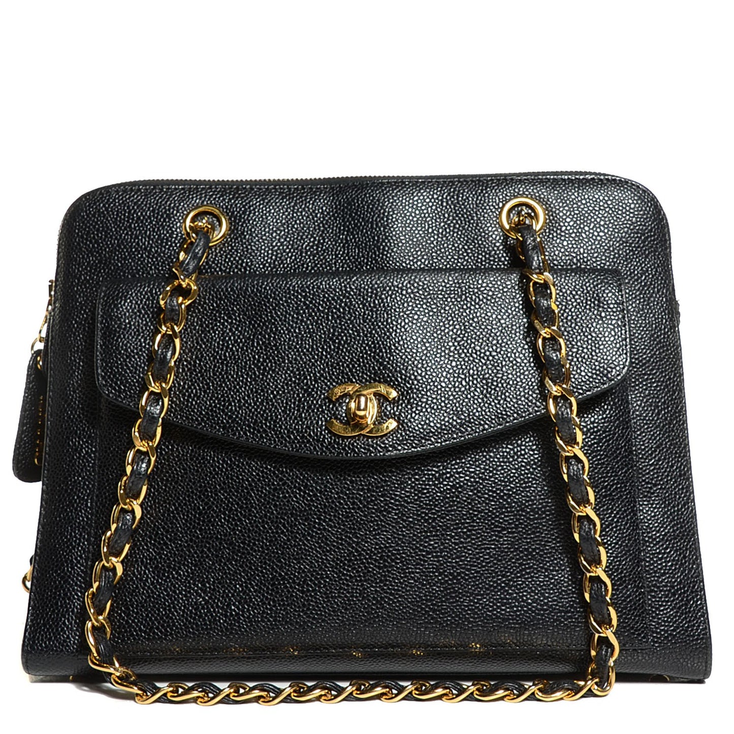 Caviar Flap Shoulder Bag Black