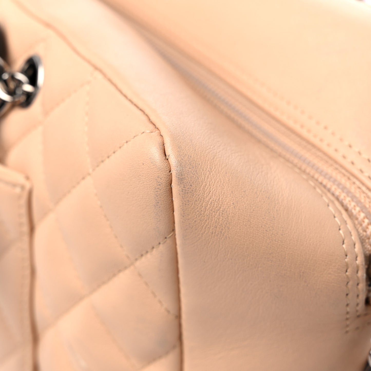 Calfskin Quilted Large Cambon Bowler Beige Black