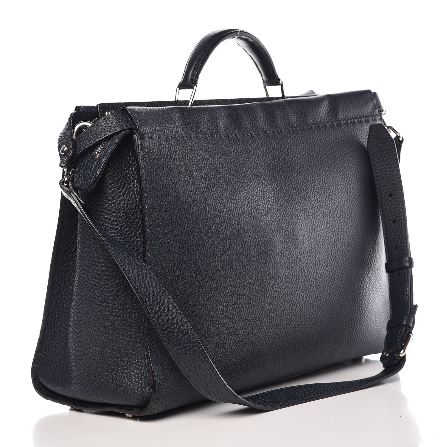 Fendi Cuoio Romano Selleria Bi-Color Large Mens Peekaboo Iconic Essential Satchel Lavagna Black 3 of 7