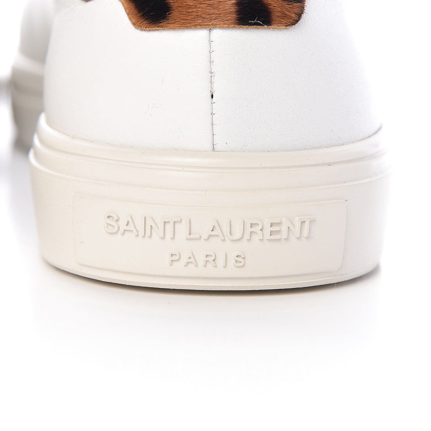 Saint Laurent Calfskin Pony Hair Leopard Print Andy Low Top Sneakers 36.5 Optic White 7 of 16