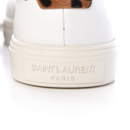 Saint Laurent Calfskin Pony Hair Leopard Print Andy Low Top Sneakers 36.5 Optic White 7 of 16