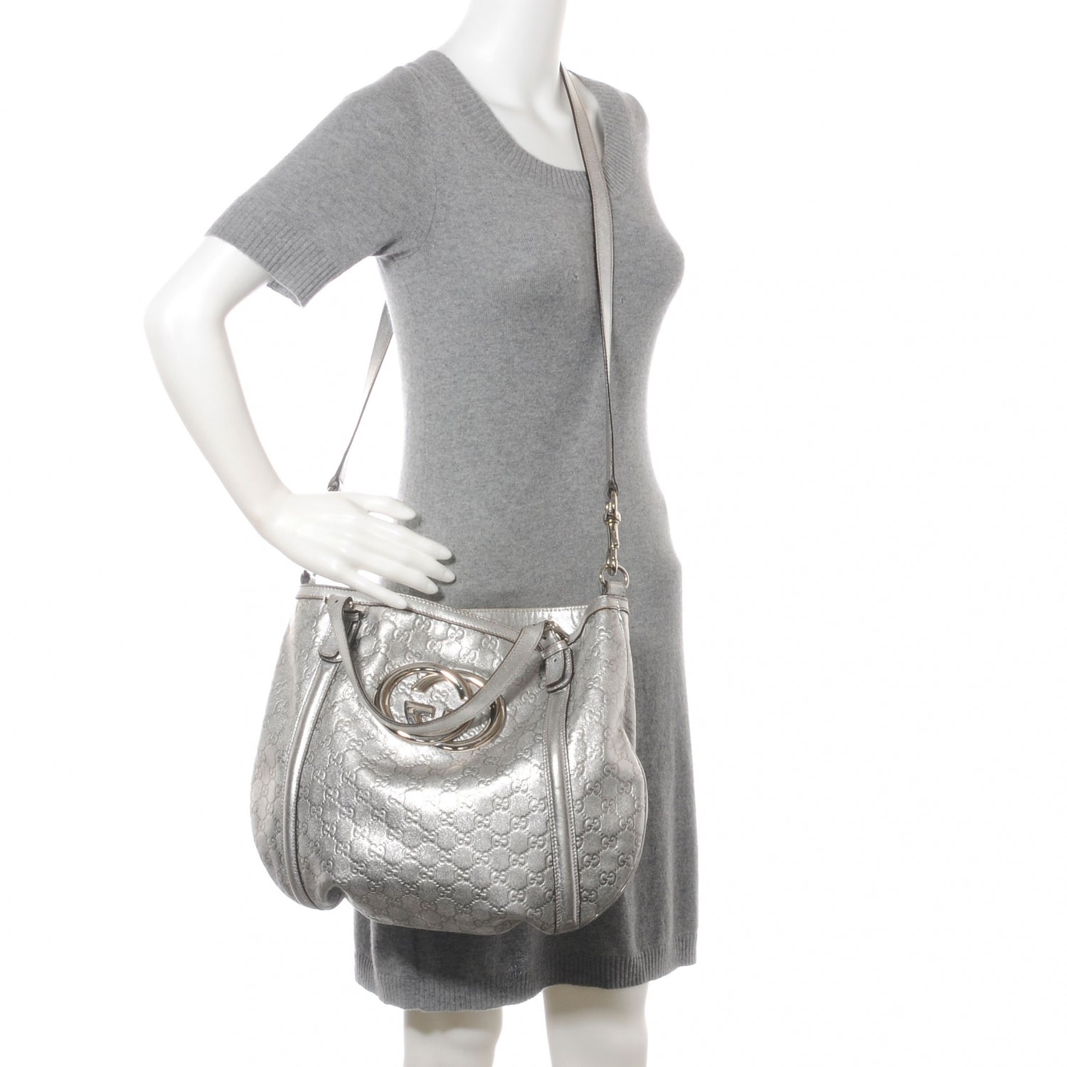 Gucci Guccissima Britt Medium Tote Silver 2 of 8