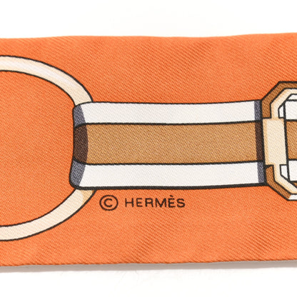Hermes Silk Grand Tralala Twilly Creme Roux Corail 3 of 4