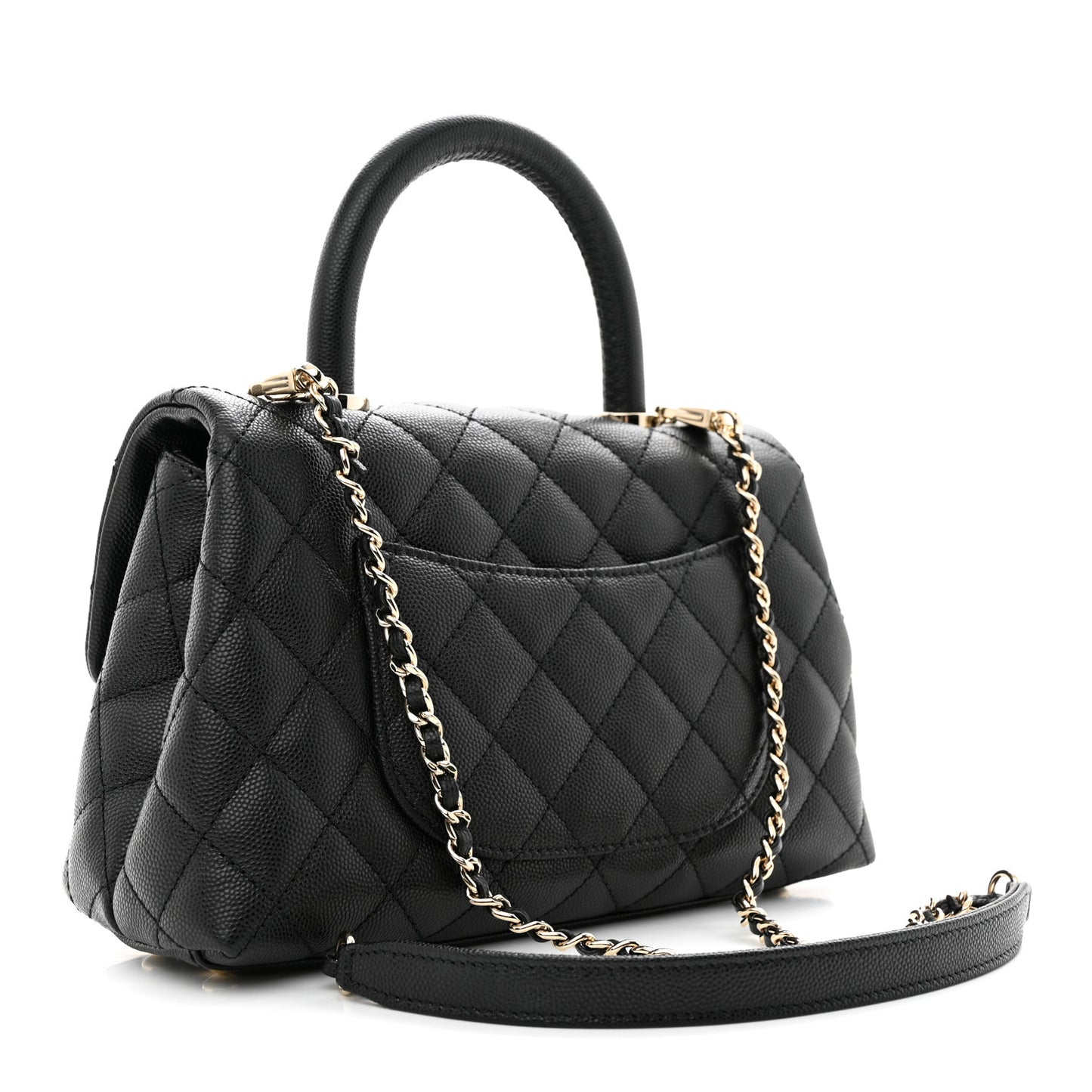 Caviar Quilted Mini Coco Handle Flap Black