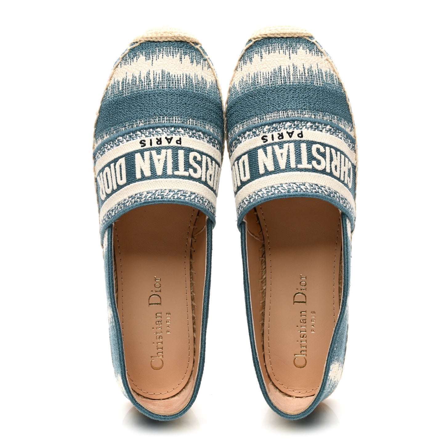 Cotton D-Stripes Embroidered Granville 15mm Espadrilles 37.5 Deep Ocean