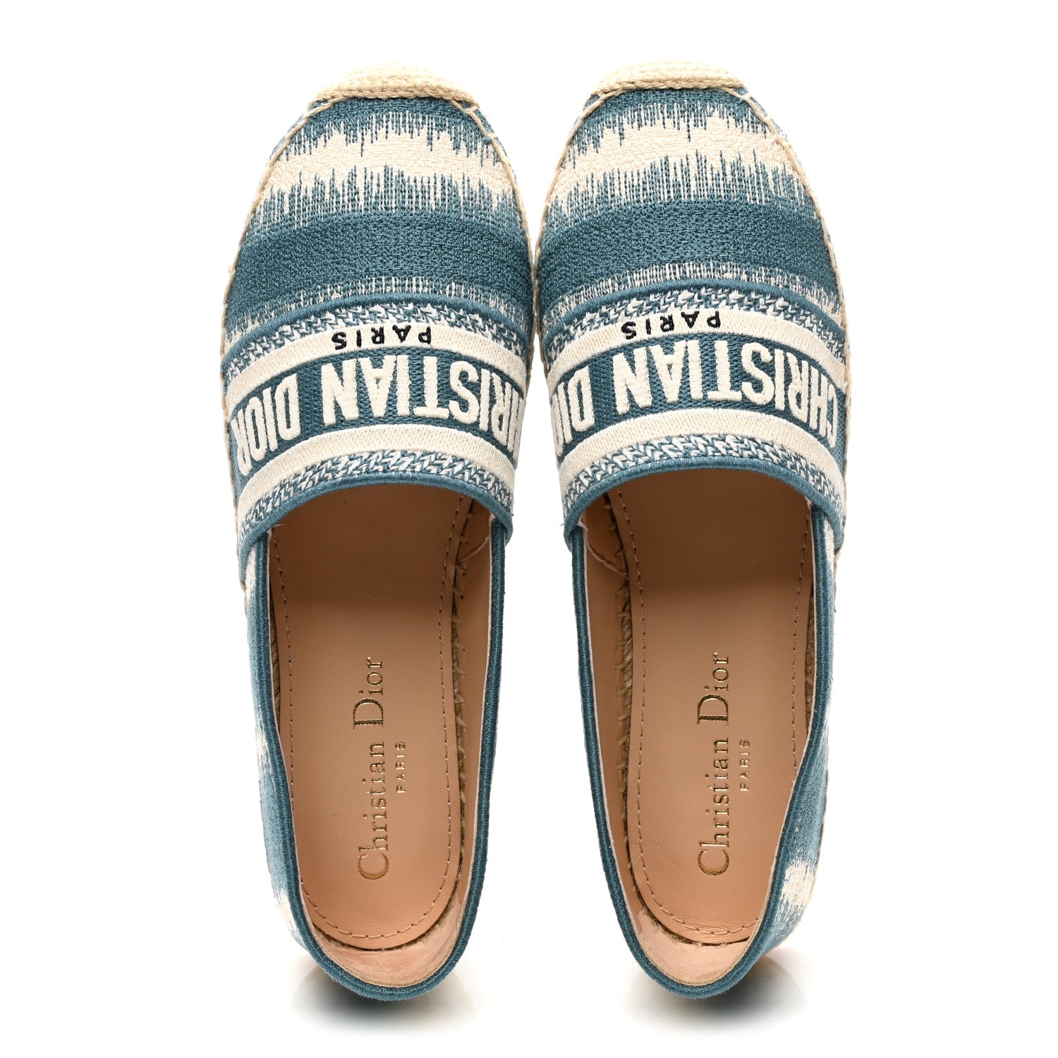 Christian Dior Cotton D-Stripes Embroidered Granville 15mm Espadrilles 37.5 Deep Ocean 5 of 10