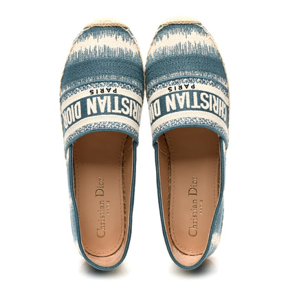 Christian Dior Cotton D-Stripes Embroidered Granville 15mm Espadrilles 37.5 Deep Ocean 5 of 10