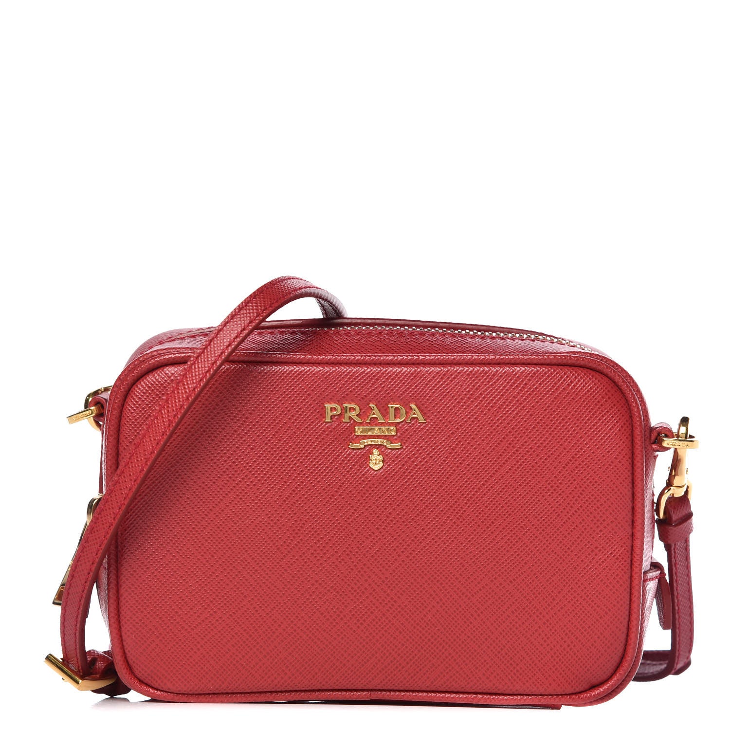 Prada Saffiano Mini Camera Crossbody Bag Fuoco 1 of 10