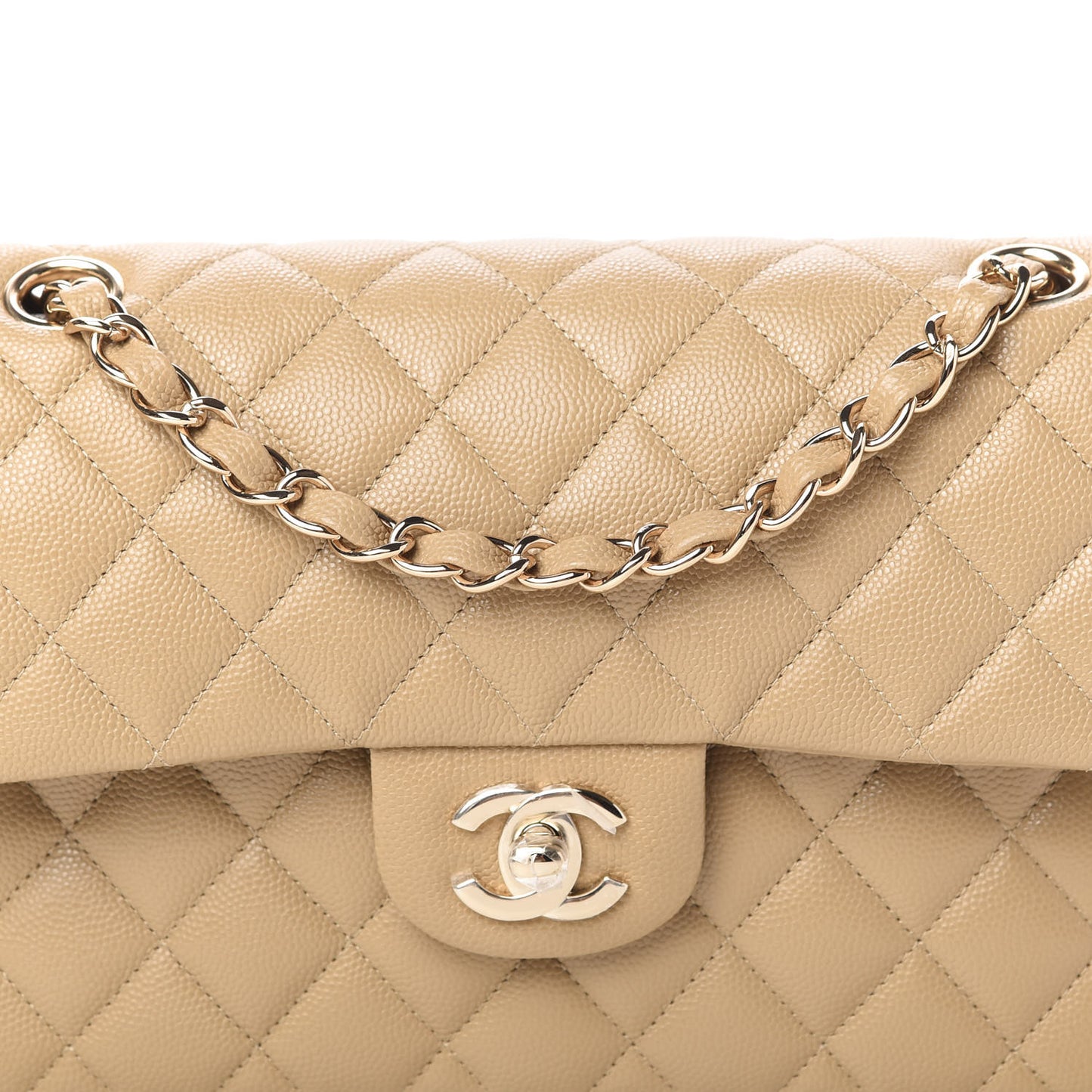 Caviar Quilted Small Double Flap Dark Beige