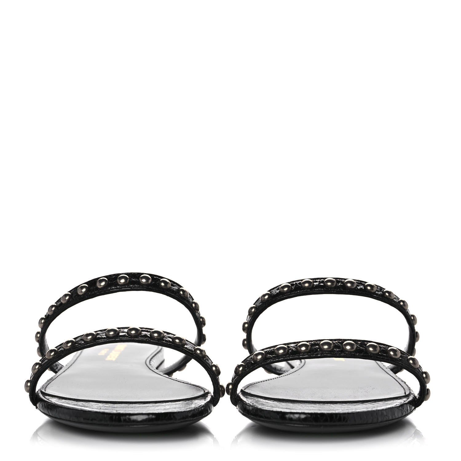 Saint Laurent Ayers Snakeskin Embellished Kate Flat Sandals 36 Black 2 of 10