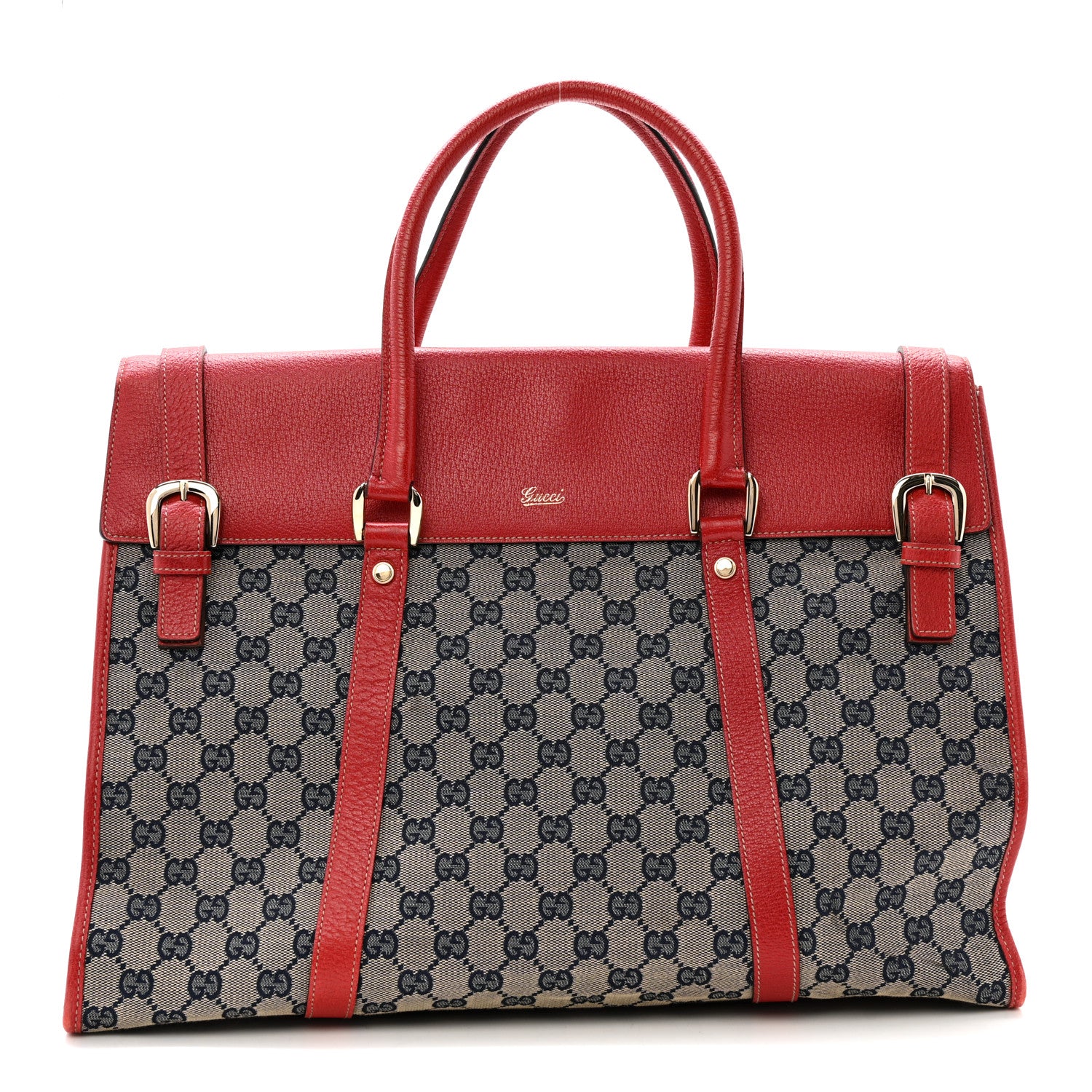 Gucci Monogram Work Tote Navy Red 1 of 14