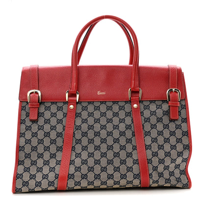 Gucci Monogram Work Tote Navy Red 1 of 14