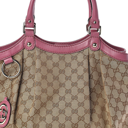 Gucci Monogram Margaux Calfskin Medium Sukey Tote Beige Ebony Vintage Rose 8 of 10