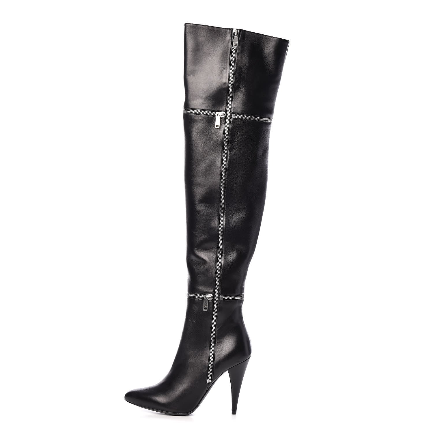 Saint Laurent Nappa Fetish 105 Zip Over The Knee Boots 36.5 Black 1 of 9