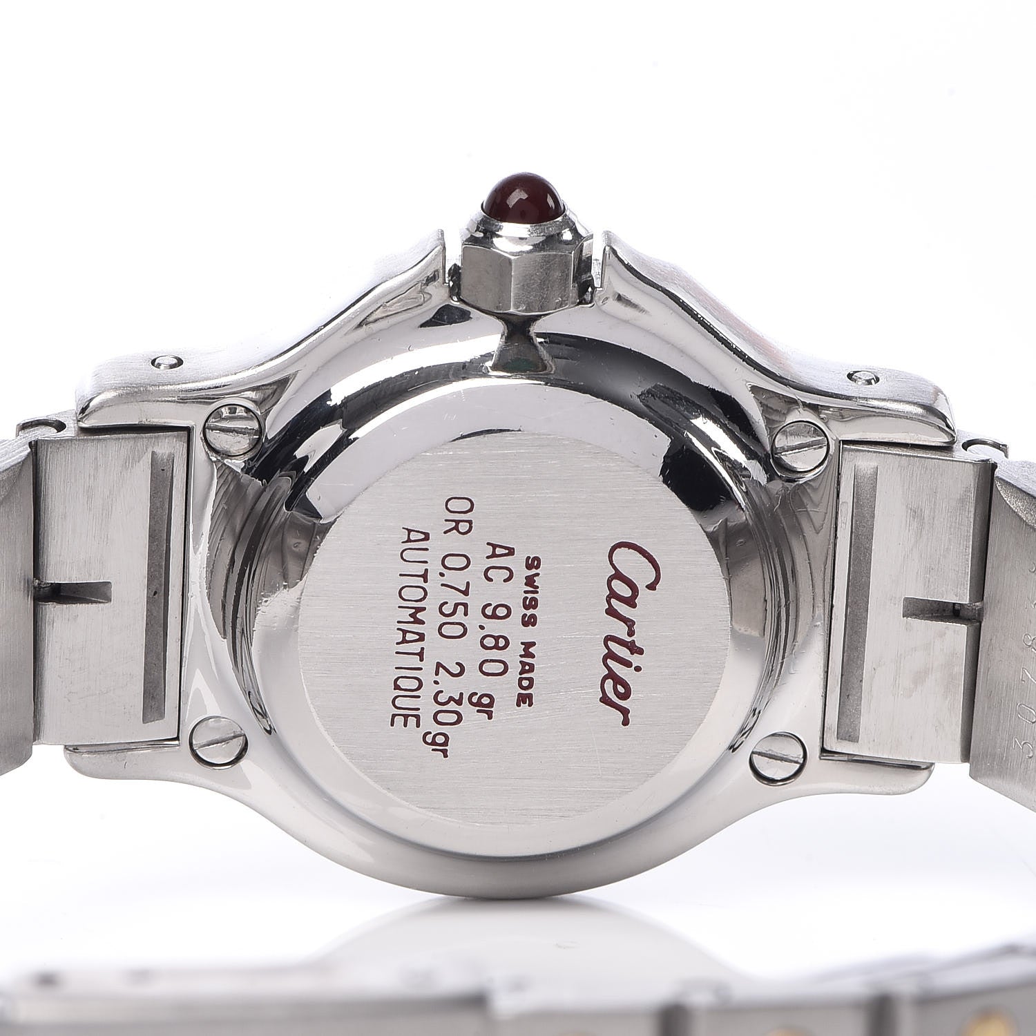 Cartier Stainless Steel 18K Yellow Gold Diamond 25mm Santos Octagon Automatic Watch Black 5 of 11