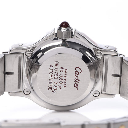 Cartier Stainless Steel 18K Yellow Gold Diamond 25mm Santos Octagon Automatic Watch Black 5 of 11