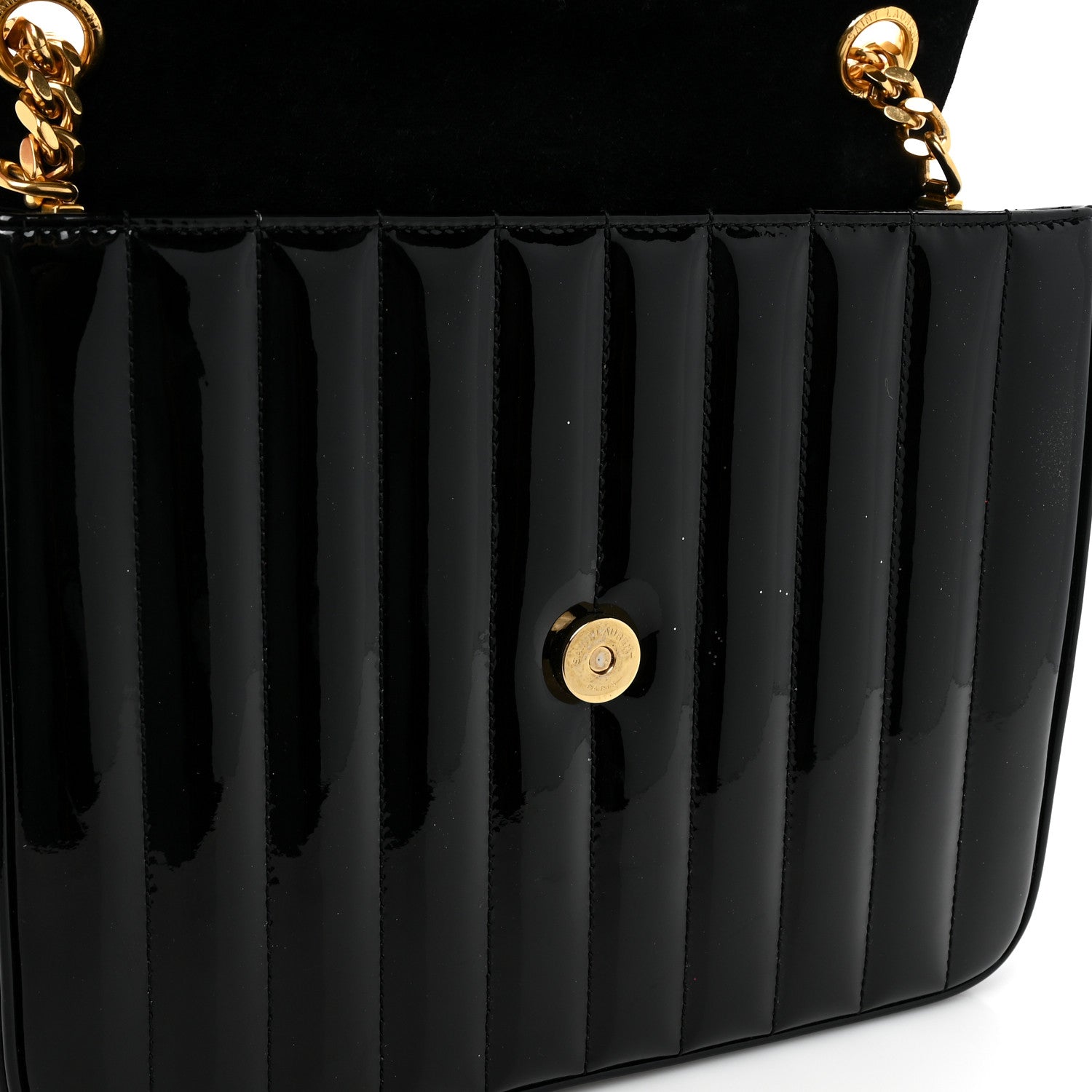 Saint Laurent Patent Matelasse Monogram Large Vicky Chain Bag Black 12 of 16