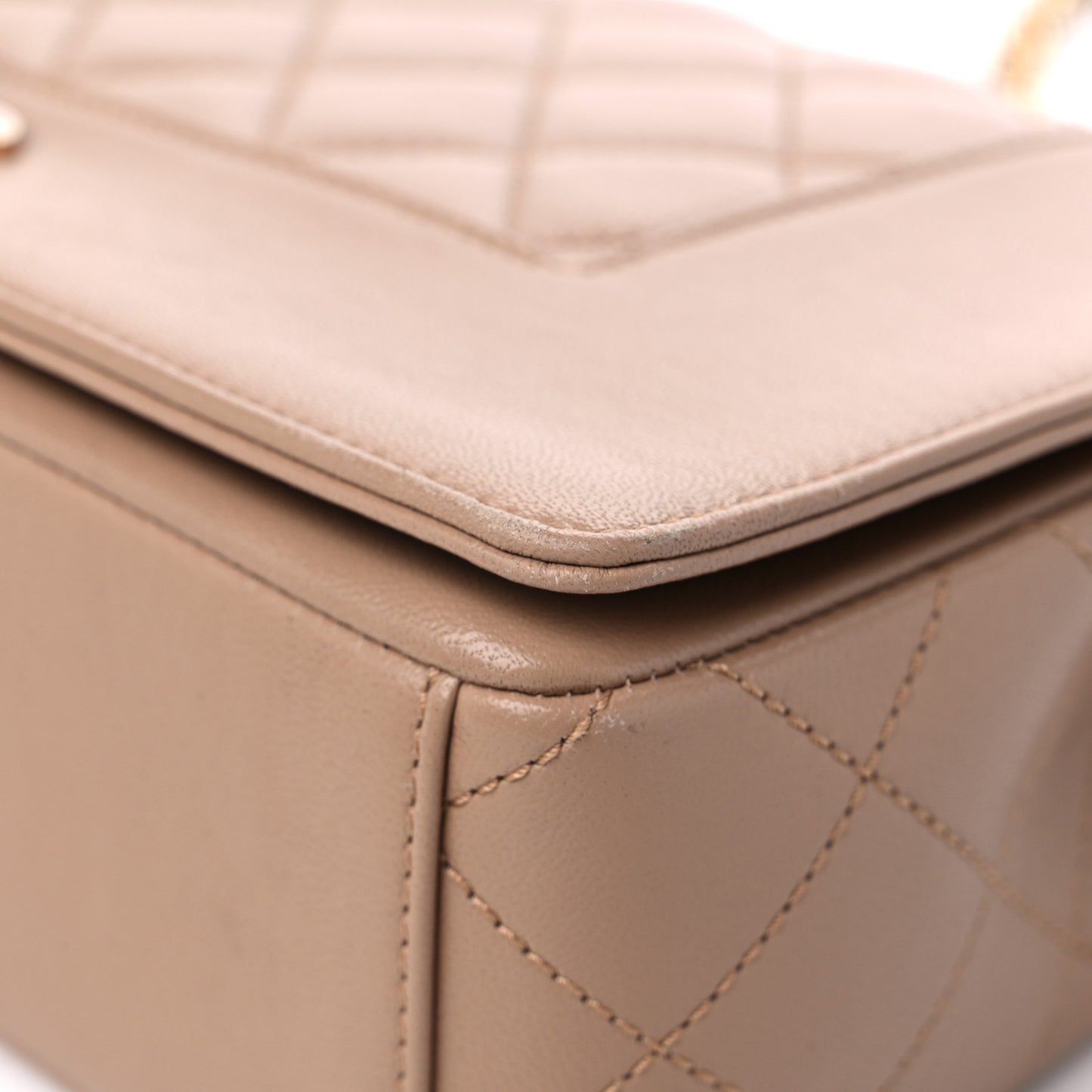 Sheepskin Quilted Vintage Mademoiselle Flap Beige