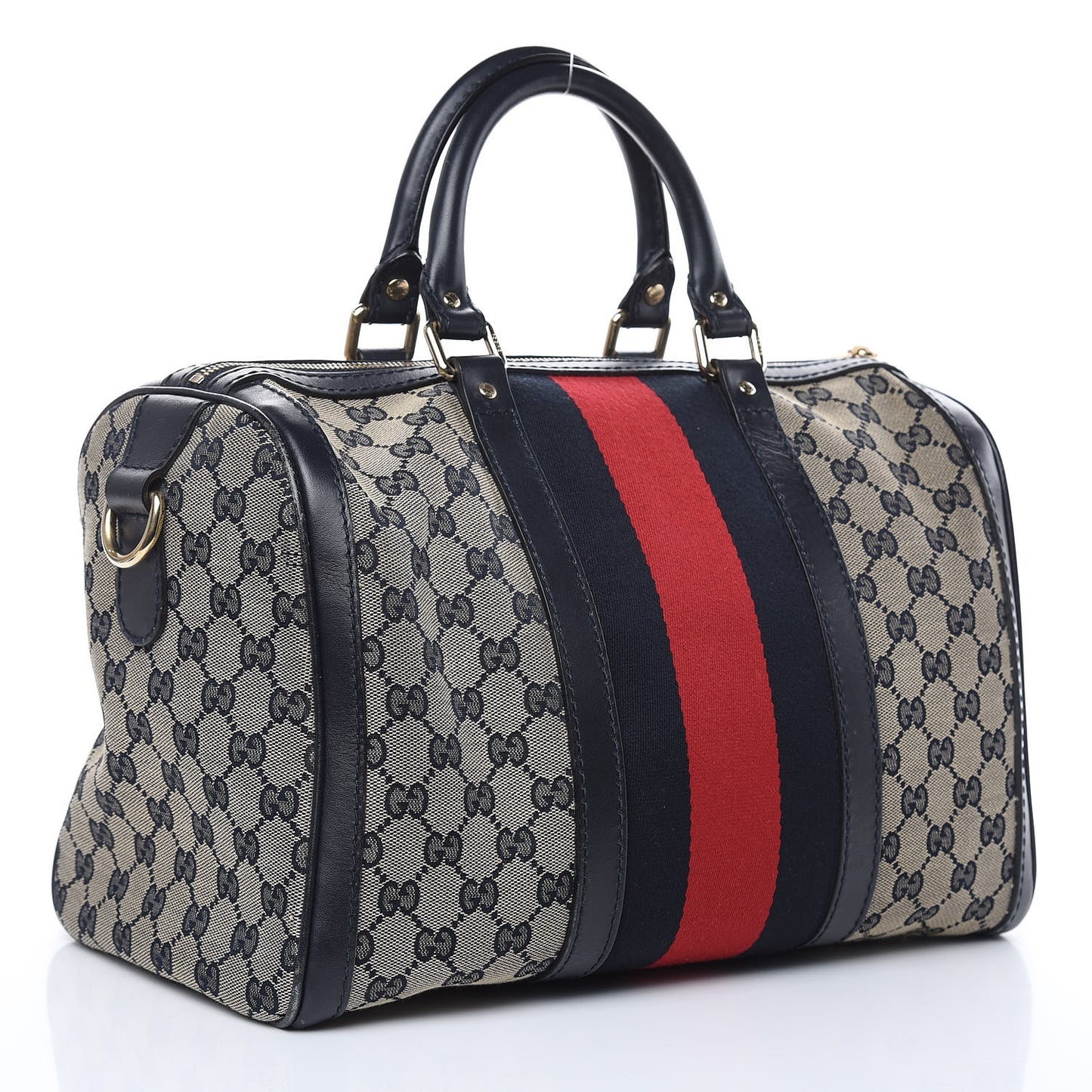 Monogram Selleria Calfskin Vintage Web Medium Boston Beige Blue