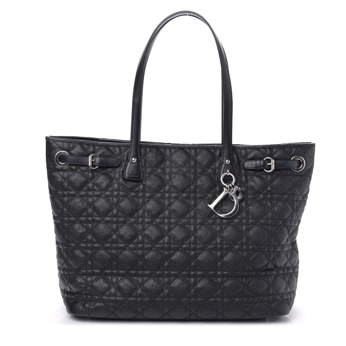 Coated Canvas Cannage Medium Panarea Tote Black