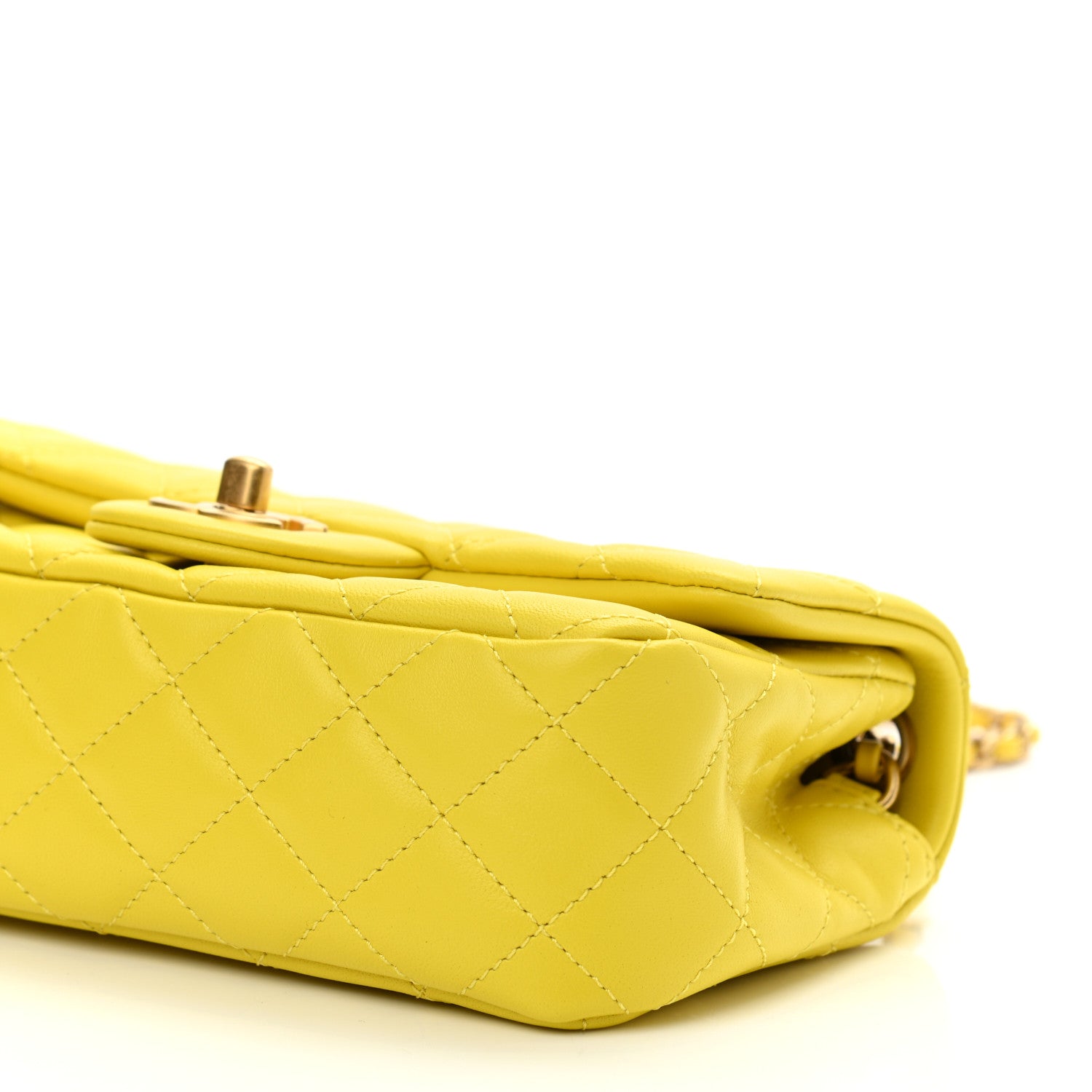 Chanel Lambskin Quilted Mini Rectangular Pearl Crush Flap Yellow 9 of 9