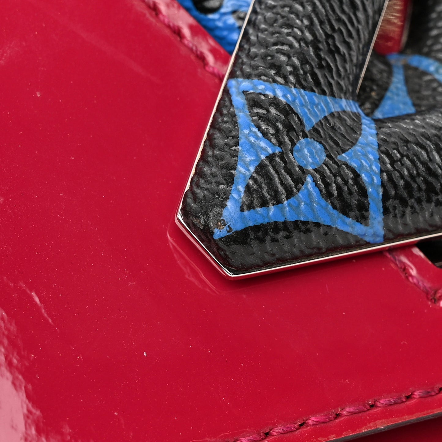 Patent Monogram Twist Shoulder Bag PM Red Blue