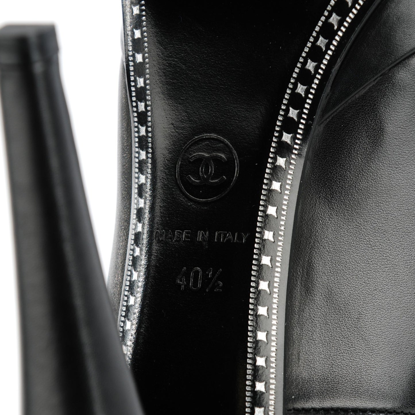 Calfskin Silver Cap Toe CC Pumps 40.5 Black