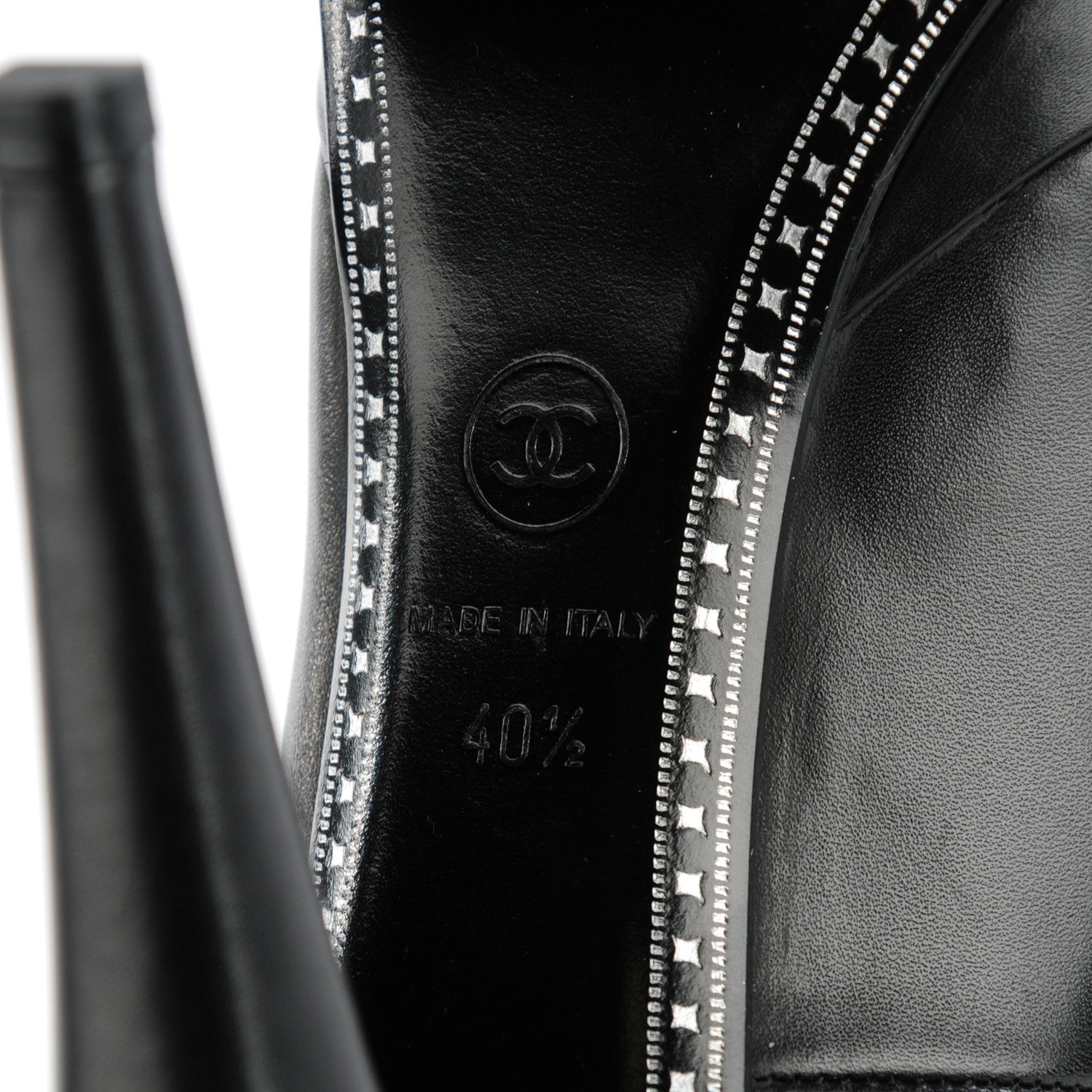 Chanel Calfskin Silver Cap Toe CC Pumps 40.5 Black 9 of 9