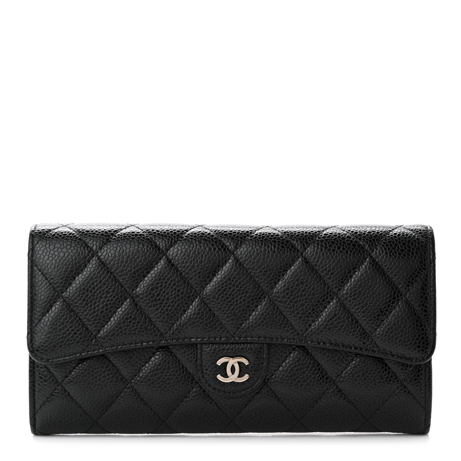 Chanel Caviar Quilted Large Gusset Flap Wallet Black 1 of 12