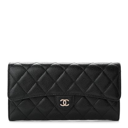 Chanel Caviar Quilted Large Gusset Flap Wallet Black 1 of 12