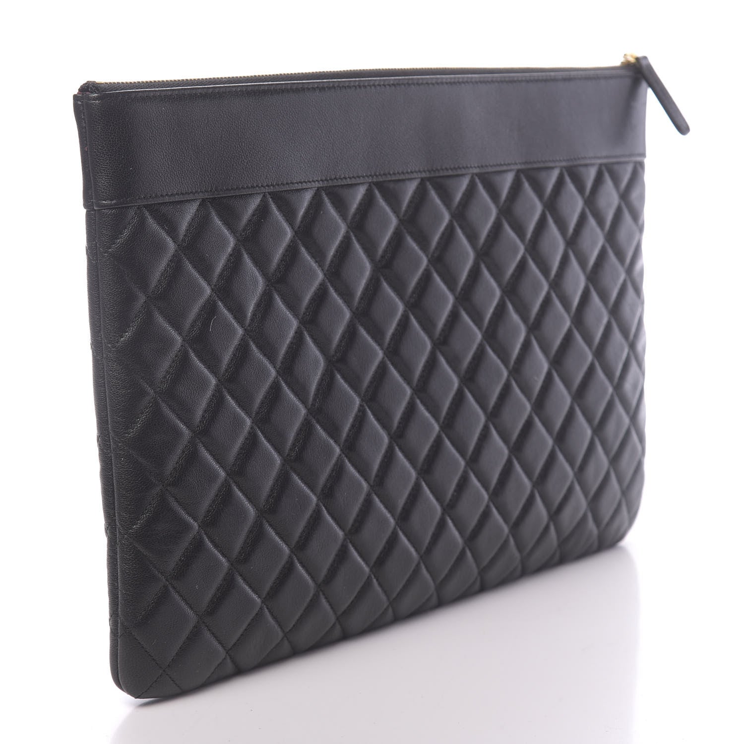 Chanel Lambskin Quilted Large Vintage Mademoiselle Cosmetic Case Black 3 of 8