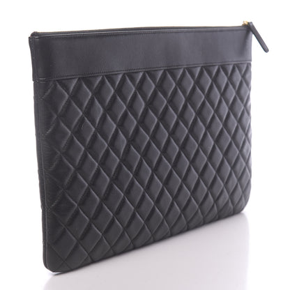Chanel Lambskin Quilted Large Vintage Mademoiselle Cosmetic Case Black 3 of 8