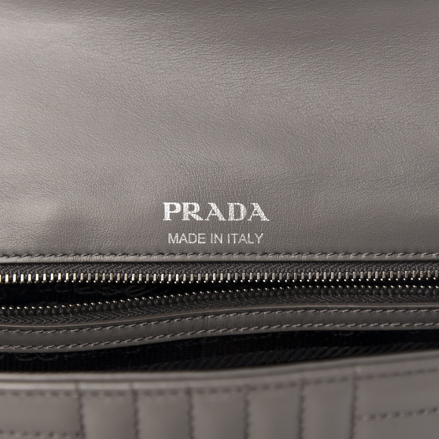 Prada Soft Calfskin Impunture Diagramme Medium Chain Flap Shoulder Bag Mercurio 6 of 10