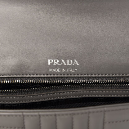 Prada Soft Calfskin Impunture Diagramme Medium Chain Flap Shoulder Bag Mercurio 6 of 10