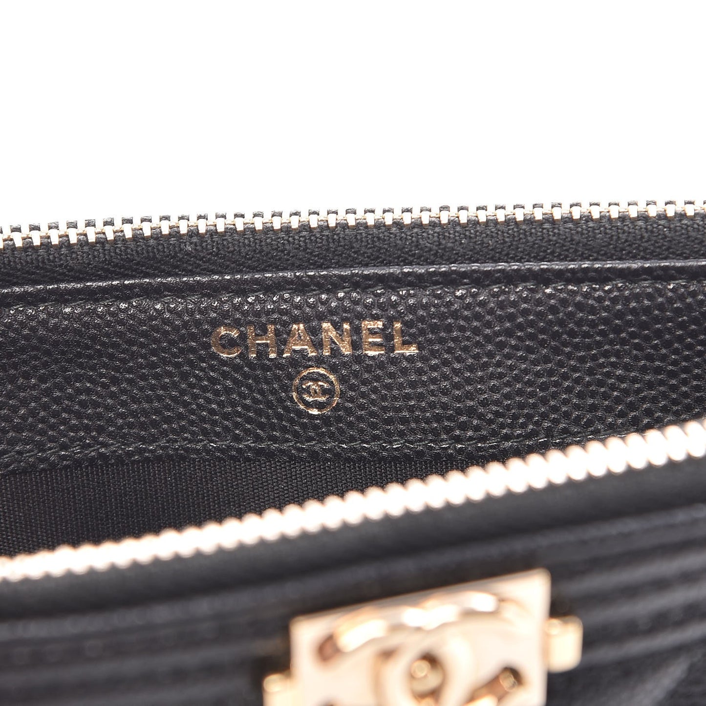 Caviar Quilted Small Boy Clutch With Chain Black