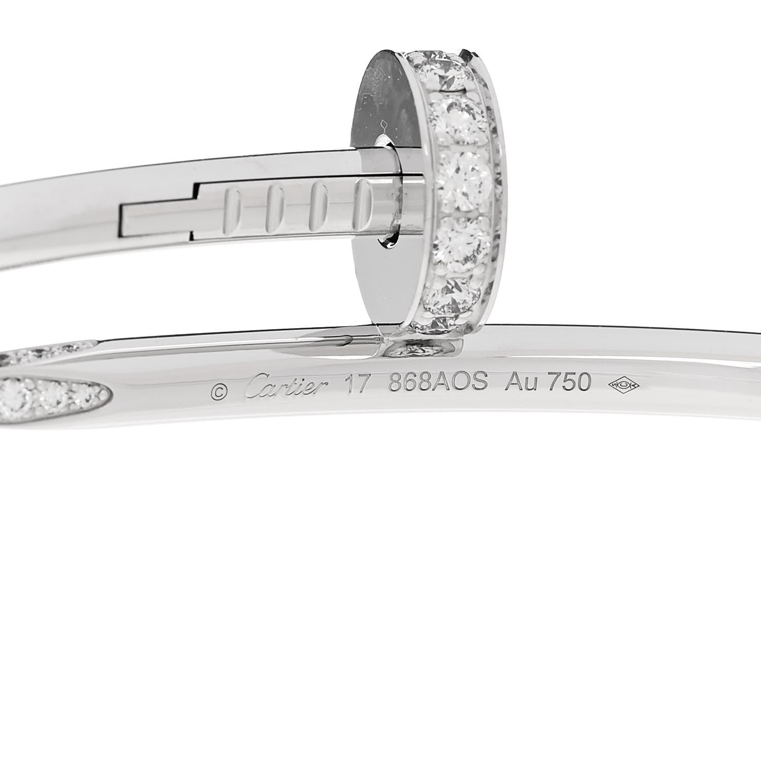 Cartier 18K White Gold Diamond Juste Un Clou Bracelet 17 4 of 5