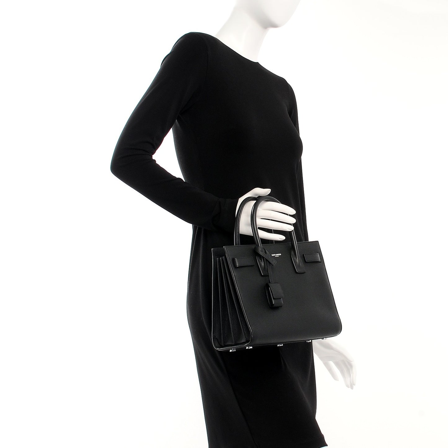 Grained Calfskin Nano Sac De Jour Black