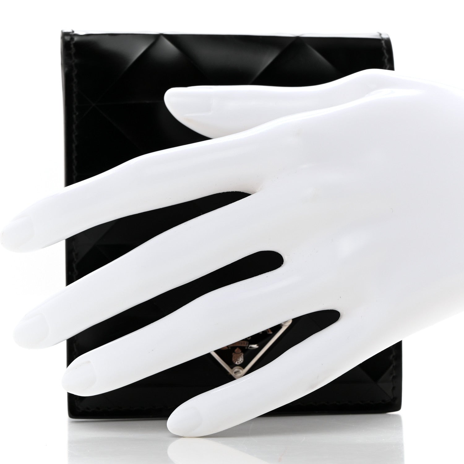 Prada Spazzolato Triangle Patterned Wallet Black 2 of 7