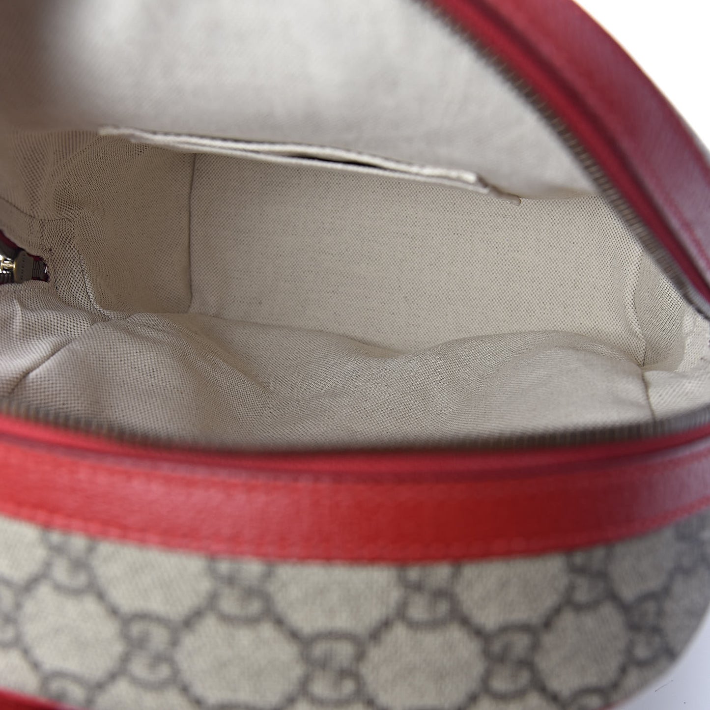 GG Supreme Monogram Web Bosco Patch Dome Backpack Beige Malva Hibiscus Red