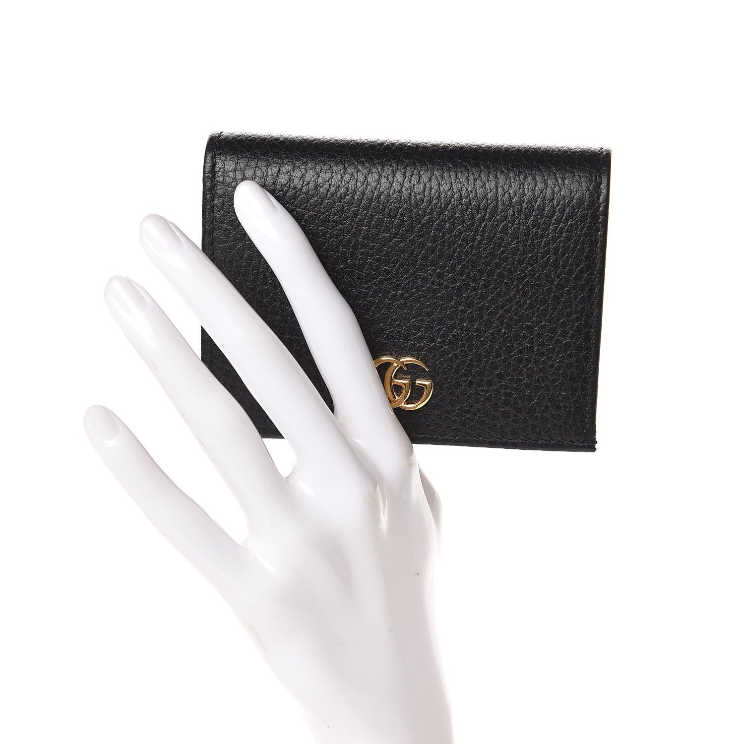 Gucci Pebbled Calfskin GG Marmont Card Case Black 2 of 7