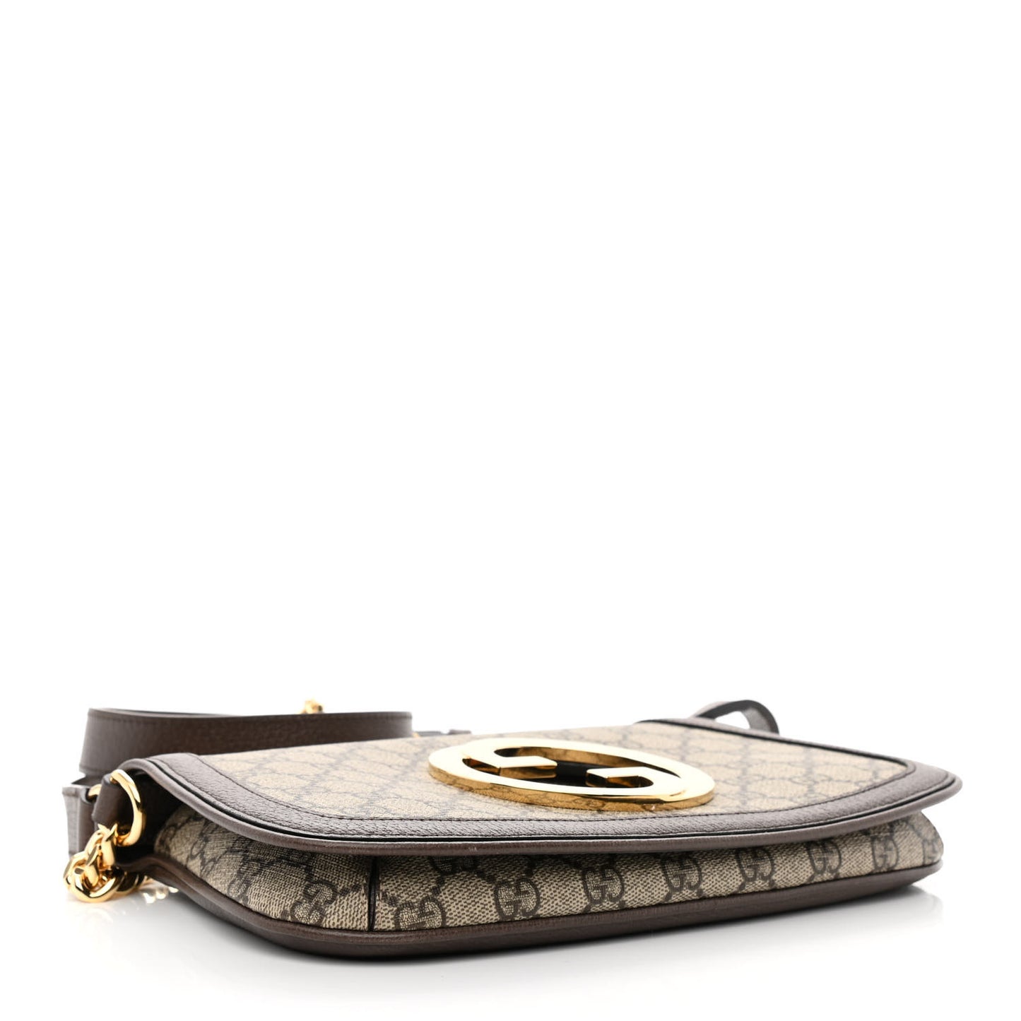 GG Supreme Monogram Textured Dollar Calfskin Blondie Chain Shoulder Flap Bag Beige Ebony New Acero