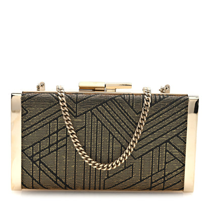 Jimmy Choo Canvas Geometric Metal Box Clutch Black 1 of 10