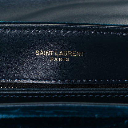 Saint Laurent Velvet Y Quilted Monogram Toy Loulou Crossbody Bag Dark Ottanio 6 of 9