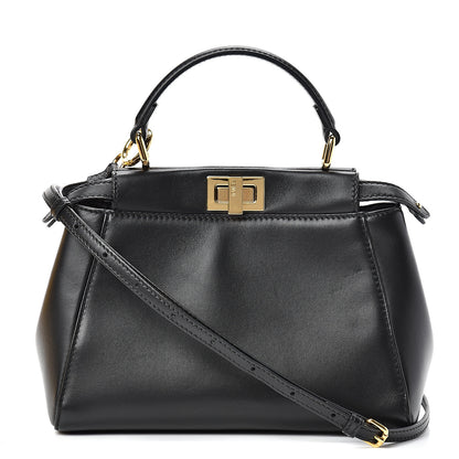 Fendi Nappa Mini Peekaboo Iconic Satchel Black 1 of 12