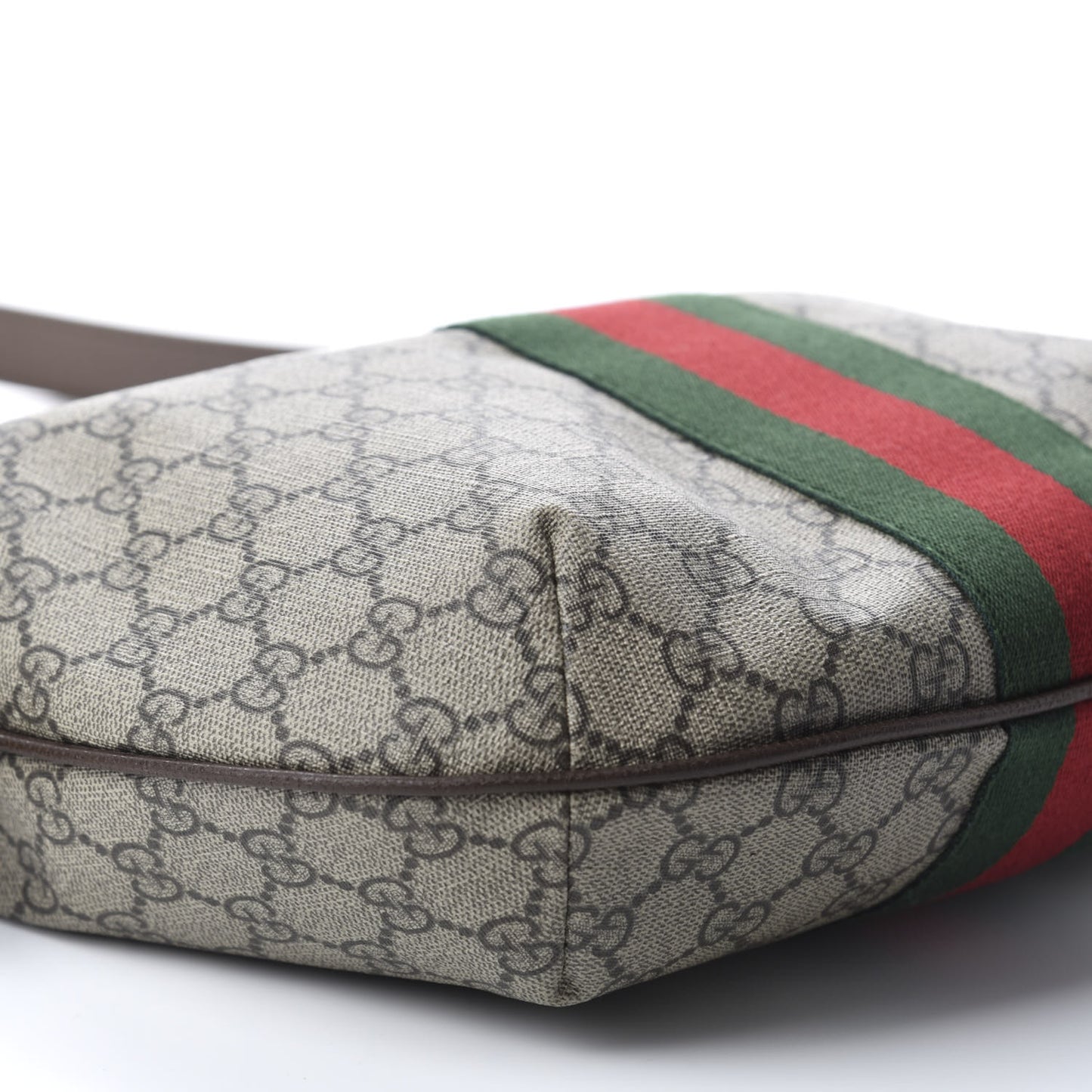 GG Supreme Monogram Web Small Ophidia Half Moon Hobo Brown