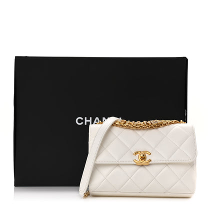 Chanel Lambskin Quilted Small CC Crystal Logo Chain Flap White 11 of 11